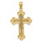 14K Two Tone Gold Budded Cross Pendant Charm Jewelry 26 x 18 mm